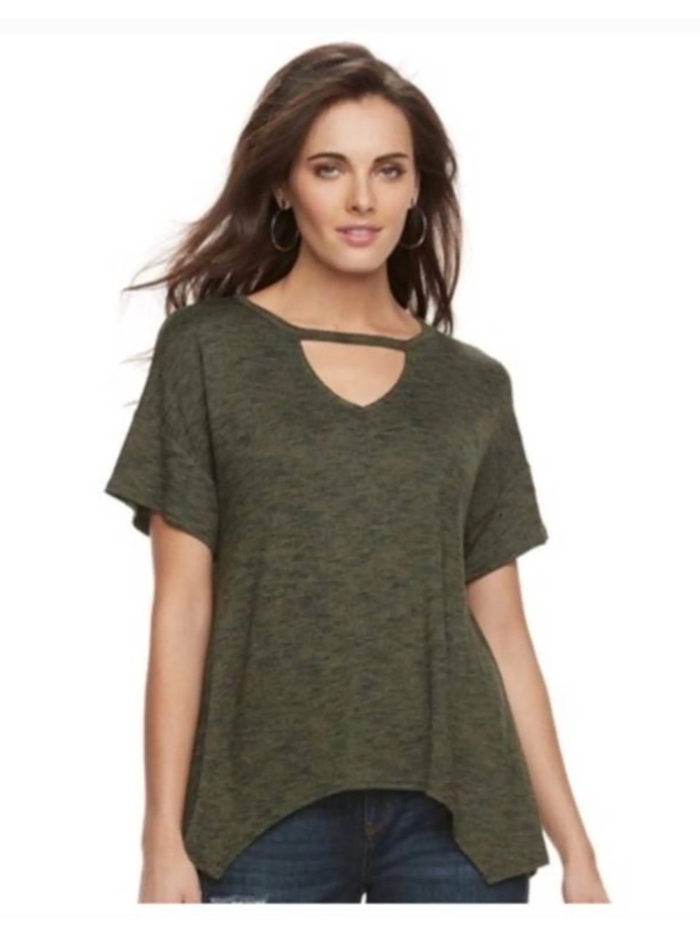 Juicy Couture Olive Green Short Sleeve Keyhole Tee. Item # 11452